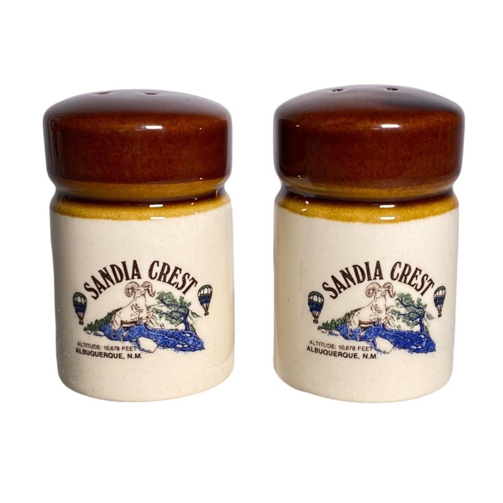 Vintage Salt and Pepper Shaker Set Sandia Crest Albuquerque New Mexico Souvenir